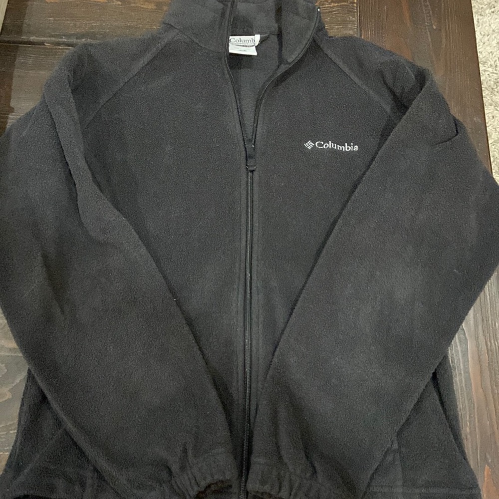 Womens fleece zip up black jacket
